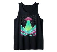 Arte de Abducción de Ovnis con Luz Colorida Camiseta sin Mangas