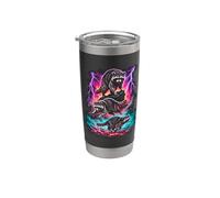 Arte de acción de Raccoon Lightning Wildlife Vaso térmico de acero inoxidable de doble pared