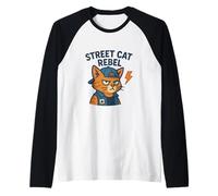 Arte de Actitud rebelde de Gato callej Camiseta Manga Raglan