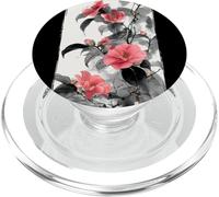 Arte de Acuarela de Lavado de Tinta Japonesa con Flores de Camelia Rosa PopSockets PopGrip para MagSafe