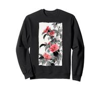 Arte de Acuarela de Lavado de Tinta Japonesa con Flores de Camelia Rosa Sudadera