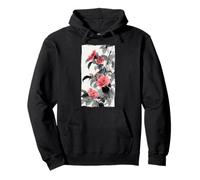 Arte de Acuarela de Lavado de Tinta Japonesa con Flores de Camelia Rosa Sudadera con Capucha