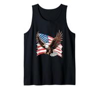 Arte de águila Calva audaz con Bandera Estadounidense ondeando Camiseta sin Mangas