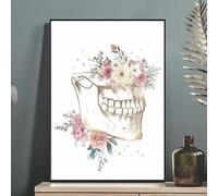 Arte de anatomía dental, pintura floral, acuarela, pósteres de odontología, fotos de pared, impresiones de lienzo para clínica dental (40x60cm/sin marco)