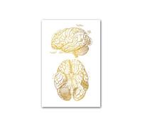 Arte de anatomía humana dorada, arte pared médica, póster Vintage esqueleto muscular, lienzo nórdico, pintura educativa, decoración moderna(12,13X18cm unframed)