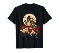Arte de Anime samurái Retro de Crimson Moon Ronin Camiseta gráfica económica