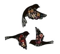 Arte de arte para pájaros decoraciones murales, snodoriti arte mural - Escultura de madera para casa - Juego de esculturas de pared de colores de 3 para el salón dormitorio cocina decoración del corri