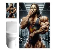 Arte de baño de comedia - Impresión de Silly Fitness Guy Nose Hold, decoración de humor de baño, culturista llamativo, ilustración extraña decoración de pared muscular | Casa Powder Cafe Decoración