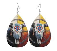Arte De Bisontes Con La Rueda Medicinal De Los Nativos Americanos Pendientes Colgantes Moda Pendientes Colgantes De Piel Modernos Aretes Para Vacaciones Fiestas Bodas