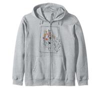 Arte de boceto Floral de Flores Silvestres con Signo de Paz Sudadera con Capucha