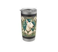 Arte de Bull Terrier de la Belle Epoque para perro, mamá y papá Vaso térmico de acero inoxidable de doble pared