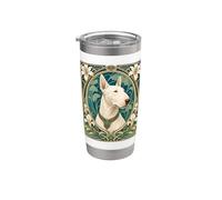 Arte de Bull Terrier de la Belle Epoque para perro, mamá y papá Vaso térmico de acero inoxidable de doble pared