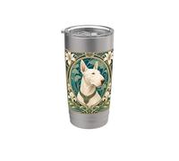 Arte de Bull Terrier de la Belle Epoque para perro, mamá y papá Vaso térmico de acero inoxidable de doble pared