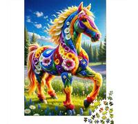 Arte de Caballos Coloridos Paquete De 1000 Piezas Papel Ecológico Personas Que Aman Entrenamiento Cerebral Portátil Fácil Almacenar Rompecabezas 70x50cm/1000pcs