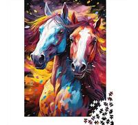 Arte de Caballos Coloridos Set De 1000 Piezas Papel Reciclado Puzzle Familiar Fácil De Almacenar Horas De Entretenimiento Entretenimiento Fin Semana 38x26cm/1000pcs