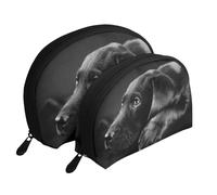 Arte De Cachorro Labrador Negro, Bolsa de Maquillaje de Concha, Monedero pequeño para Mujer, Bolsa de artículos de tocador, Bolsa de cosméticos, 2 Piezas