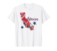 Arte de California con Estrellas a Cuadros Florales de la Costa Dorada Camiseta