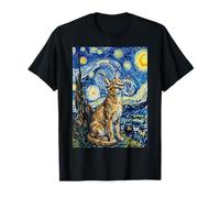 Arte de Caracal Cat Starry Night al Estilo Van Gogh Camiseta