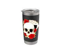 Arte de cartas de juego de póquer de rosas de calavera de cuatro ases Vaso térmico de acero inoxidable de doble pared
