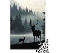 Arte de Ciervo en el Bosque Rompecabezas De 1000piezas Estampado de Vida Salvaje Piezas Bien Cortadas para Mayores Antiestrés Ocio En Casa Ideal para Coleccionar 70x50cm/1000pcs
