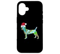 Arte de Collage de Medios Mixtos Perro Puppy en Santa Hat Merry Ho Ho Carcasa para iPhone 16