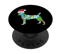 Arte de Collage de Medios Mixtos Perro Puppy en Santa Hat Merry Ho Ho PopSockets PopGrip Adhesivo