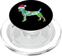 Arte de Collage de Medios Mixtos Perro Puppy en Santa Hat Merry Ho Ho PopSockets PopGrip para MagSafe