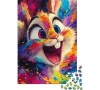 Arte de Conejo Colorido 1000 Pieza S Papel Ecológico Rompecabezas Premium Descompresión del Juego Educativo Regalos Idea De Regalo 52x38cm/1000pcs