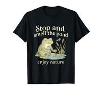 Arte de Cottagecore Kawaii Frog Stop and Smell The Pond Camiseta