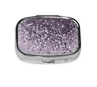 Arte de decoración brillante con purpurina de dama de lavanda brillante, Pastillero cuadrado para bolsillo o monedero, pequeño contenedor de pastillas, organizador de pastillas de viaje