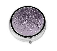 Arte de decoración brillante con purpurina de dama de lavanda brillante, Pastillero, Pastillero redondo Pequeño contenedor de pastillas Organizador de pastillas de viaje