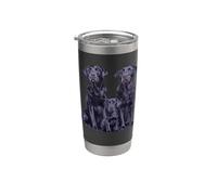 Arte de dibujo de familia de cachorros labrador retriever negro. Vaso térmico de acero inoxidable de doble pared