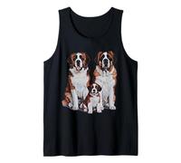 Arte de Dibujo de la Familia de Cachorros de San Bernardo. Camiseta sin Mangas