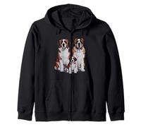 Arte de Dibujo de la Familia de Cachorros de San Bernardo. Sudadera con Capucha