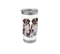 Arte de dibujo de la familia de cachorros de San Bernardo. Vaso térmico de acero inoxidable de doble pared