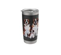 Arte de dibujo de la familia de cachorros de San Bernardo. Vaso térmico de acero inoxidable de doble pared