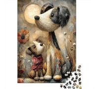 Arte de dúo de Perros Lindos Puzzle De 1000 Piezas Puzzle Arte Puzzles para Adultos Y Niños Adultos Y Niños A Partir De 12 Año 38x26cm/1000pcs