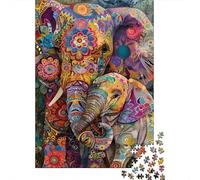 Arte de Elefante Colorido Puzzle De 1000 Piezas Puzzle Arte Juguete Educativo Adultos Y Niños A Partir De 12 Año 38x26cm/1000pcs