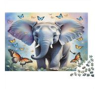 Arte de Elefante Puzzle de 1000 Piezas Papel para Adultos Mariposas de Colores Animal Relajación Enfoque Regalo Decoración Hogar Familia 52x38cm/1000pcs
