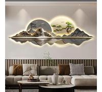 Arte de escultura con iluminación LED, decoración oriental moderna para colgar en la pared con diseño tradicional de pino para decoración del hogar