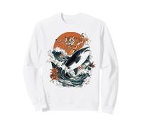 Arte de Estilo japonés de tiburón Montando Tigre Feroz Sudadera