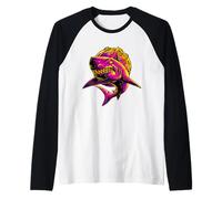 Arte de fantasía Oscura con un Feroz tiburón cósmico, Regalo para un depredador del océano Camiseta Manga Raglan