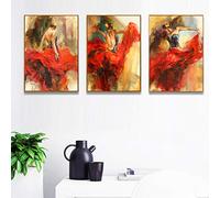 Arte de figura pintura de baile flamenco español lienzo cartel de bailarina pintura decorativa para sala de estar decoración del hogar 40x60cmx3 sin marco