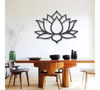 Arte de Flor de Loto de Metal, Arte de Pared de Loto Negro de Metal para Exteriores, Letrero de Flor de Loto para Colgar en la Pared, decoración para la Salud Mental en Espacios sagrados (70 x 54 cm)