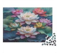 Arte de Flores de Loto Puzzle Mil Piezas para Personas Mayores Polvo Hecho En Europa para Enmarcar Cartón 38x26cm/1000pcs