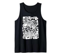 Arte de Flores Silvestres Boho Linocut con Estampado de Bloques Florales Camiseta sin Mangas