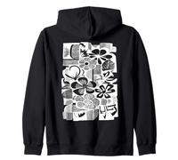 Arte de Flores Silvestres Boho Linocut con Estampado de Bloques Florales Sudadera con Capucha