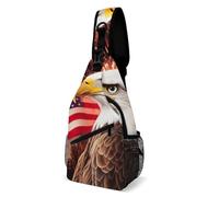 Arte De Fuegos Artificiales Con La Bandera Estadounidense Y El Águila Calva Mujer Hombre Bolsa Cruzada Multiusos Mochila Cruzada Pequeño Bolsos De Hombro Para Moto Viaje Senderismo