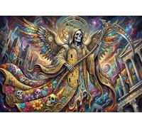Arte de Fusión de Cráneo y Muerte Puzzle De Madera 500 Piezas Adultos Y Niños,Deco Pared,Rompecabezas,Madera,14 Años+,Educativo,Desafío,Anti-estrés,Regalo Ideal,Relax,Reto (52x38cm)