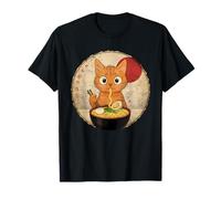 Arte de Gato con Ramen japonés Divertido Anime Envejecido Camiseta